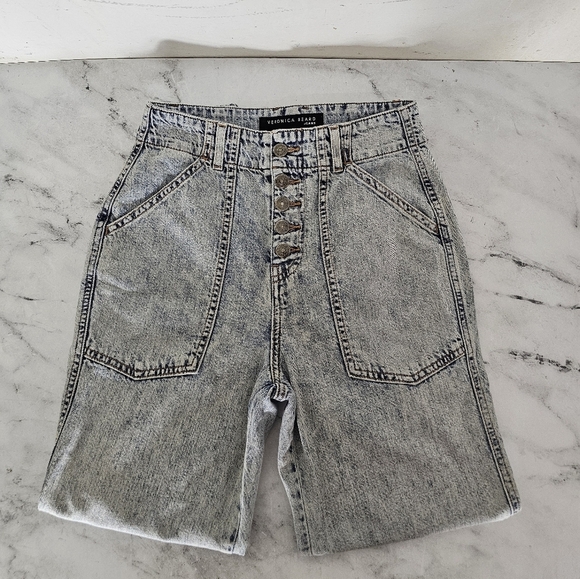 Veronica Beard Bolton Elastic Hem High Rise Vail Light Blue Jeans 25 Preowned - Picture 5 of 9
